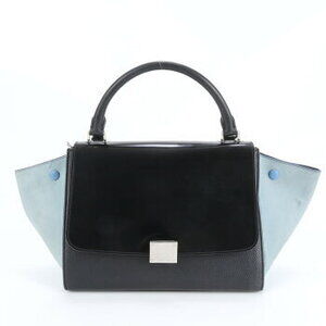 Celine Trapeze leather handbag tote black CEM